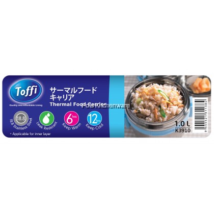 1000ml Toffi Stainless Steel 18.8/SUS304 Thermal Soup Carrier Take Away Thermos Lunch Box Bekas Makanan Tahan Panas 保温餐盒汤锅 - K3910
