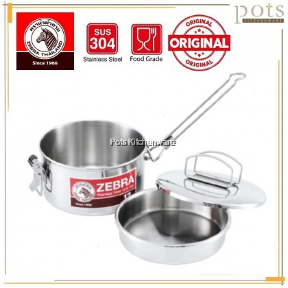 100% Original Zebra Thailand 泰国斑马牌 Stainless Steel SUS304 14cm Round Lunch Box Tiffin with Inner Tray Bekas Makanan - Z152308M