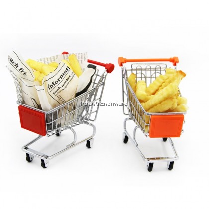 Mini Toy Shopping Cart Trolley Holder Fry Food Basket Bread Fries Mesh Basket 迷你玩具炸物食物手推车 - D14450