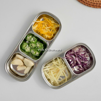 Toffi Compartment Stainless Steel Sauce Plate Saucer Sos Piring Kecil Pinggan 不锈钢油碟酱油辣椒碟子 - K4300
