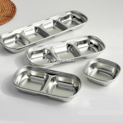 Toffi Compartment Stainless Steel Sauce Plate Saucer Sos Piring Kecil Pinggan 不锈钢油碟酱油辣椒碟子 - K4300