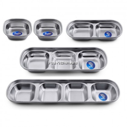 Toffi Compartment Stainless Steel Sauce Plate Saucer Sos Piring Kecil Pinggan 不锈钢油碟酱油辣椒碟子 - K4300