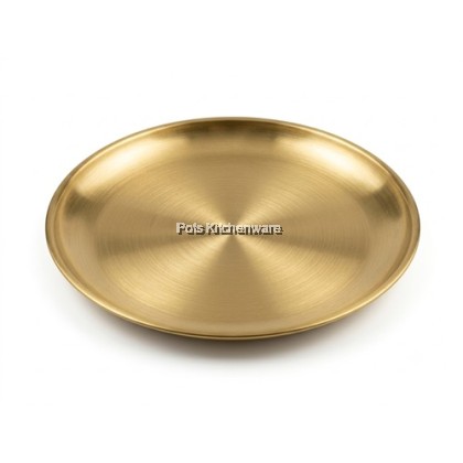 2pcs Toffi Stainless Steel Round Flat Plate Korean Style Pinggan Piring Kualiti 不锈钢圆形韩式盘子 - K7200