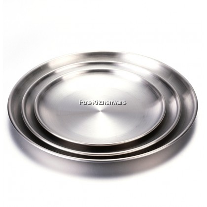 2pcs Toffi Stainless Steel Round Flat Plate Korean Style Pinggan Piring Kualiti 不锈钢圆形韩式盘子 - K7200