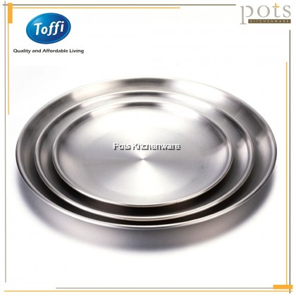 2pcs Toffi Stainless Steel Round Flat Plate Korean Style Pinggan Piring Kualiti 不锈钢圆形韩式盘子 - K7200