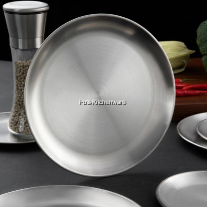 2pcs Toffi Stainless Steel Round Flat Plate Korean Style Pinggan Piring Kualiti 不锈钢圆形韩式盘子 - K7200