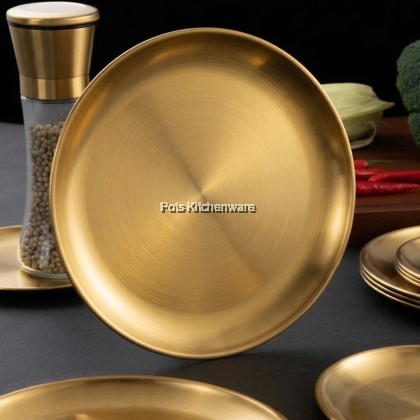 2pcs Toffi Stainless Steel Round Flat Plate Korean Style Pinggan Piring Kualiti 不锈钢圆形韩式盘子 - K7200
