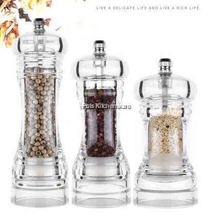 Acrylic Clear Transparent PC Salt Pepper Mill Grinder Manual Pegisar Garam Lada Hitam - B3100 Acrylic Clear Transparent PC Salt Pepper Mill Grinder Manual Pegisar Garam Lada Hitam - B3100