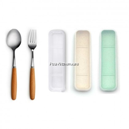 2pcs Portable Flatware Cutlery Set Spoon Fork Set Travelling Cutlery Sudu Garpu Set - F0045