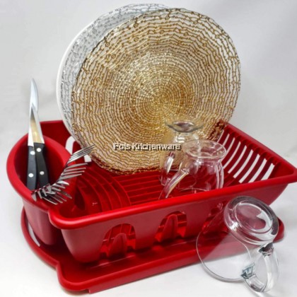 Century Sink Dish Rack with Drainer Dish Drainer Plate Storage Rak Dapur Rak Pinggan - 6878A