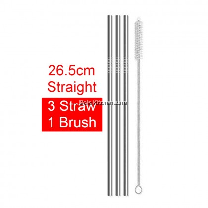 Relax Stainless Steel Reusable Washable Straight Straw Bend Straw with Brush 不锈钢吸管 - D2001D2002