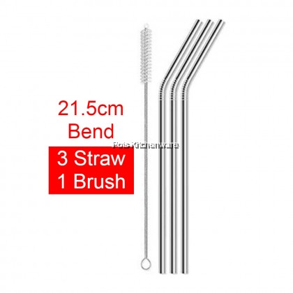 Relax Stainless Steel Reusable Washable Straight Straw Bend Straw with Brush 不锈钢吸管 - D2001D2002