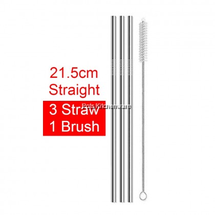 Relax Stainless Steel Reusable Washable Straight Straw Bend Straw with Brush 不锈钢吸管 - D2001D2002