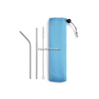 Relax 3pc Portable Reusable Washable Stainless Steel Drinking Straw and Brush with Bag 不锈钢吸管 - F0037