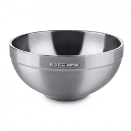 24cm Stainless Steel Double Layer Extra Thick Anti Scald Soup Mixing Salad Bowl Mangkuk Besar Besi 不锈钢大汤碗 - K6024