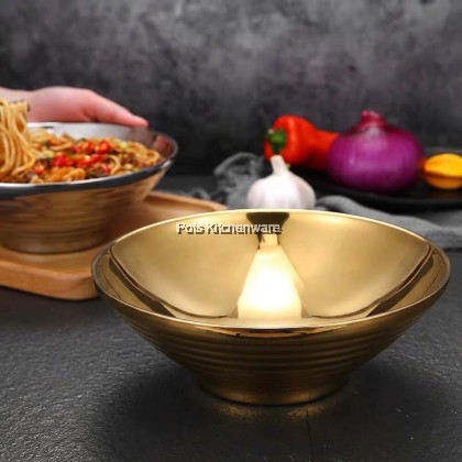 Gold Stainless Steel Double Layer Anti-Scald Soup Bowl Mangkuk Besi Sup Mee不锈钢防烫汤碗拉面碗 -S00-B901110M