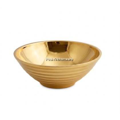 Gold Stainless Steel Double Layer Anti-Scald Soup Bowl Mangkuk Besi Sup Mee不锈钢防烫汤碗拉面碗 -S00-B901110M