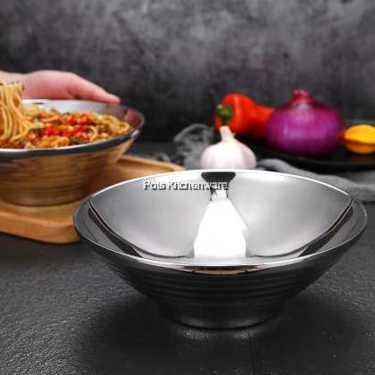 Toffi Stainless Steel Double Layer Anti-Scald Soup Bowl Mangkuk Besi Sup Mee不锈钢防烫汤碗拉面碗 - K6100