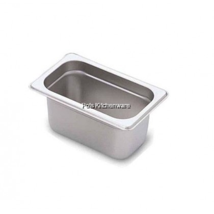 Stainless Steel 1/9 1/6 Chafing Dish Inserts Food Pan Condiment Container with Lid Cover 餐盘 (Small) - B0900M