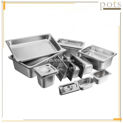 Stainless Steel 1/9 1/6 Chafing Dish Inserts Food Pan Condiment Container with Lid Cover 餐盘 (Small) - B0900M