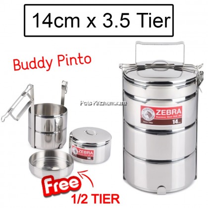 100% Original Zebra Thailand 泰国斑马牌 Classic Stainless Steel SUS304 Multi-Level Tiffin Food Carrier Lunchbox Bekas Makanan Lauk Dapur - Z150100