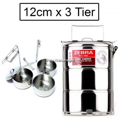100% Original Zebra Thailand 泰国斑马牌 Classic Stainless Steel SUS304 Multi-Level Tiffin Food Carrier Lunchbox Bekas Makanan Lauk Dapur - Z150100