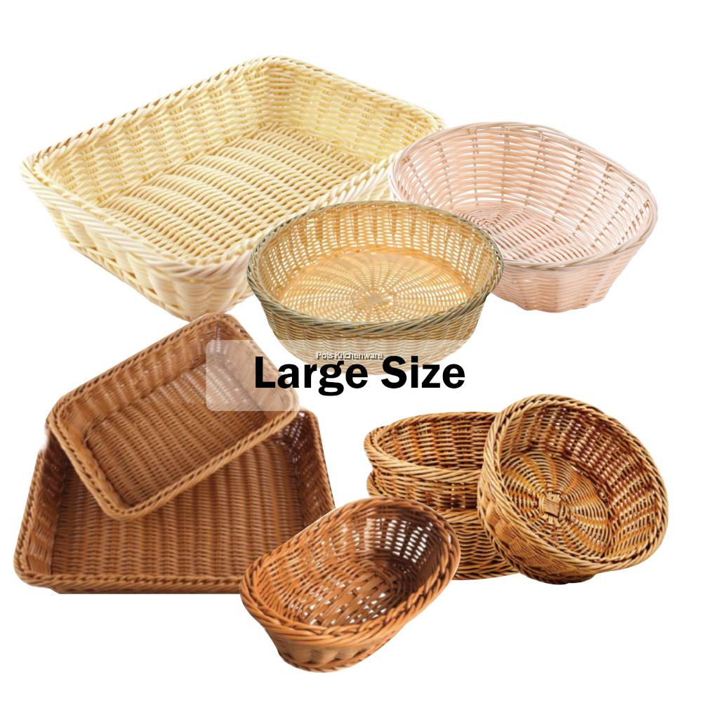 Polyrattan Large Size Rattan Storage Baskets Serving Basket Fruit Egg Bread Basket Snack Tray
