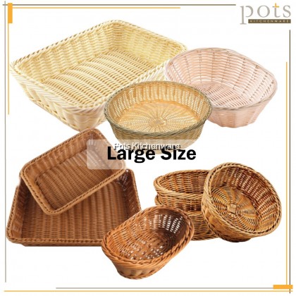 Polyrattan Large Size Rattan Storage Baskets Serving Basket Fruit Egg Bread Basket Snack Tray - A13435