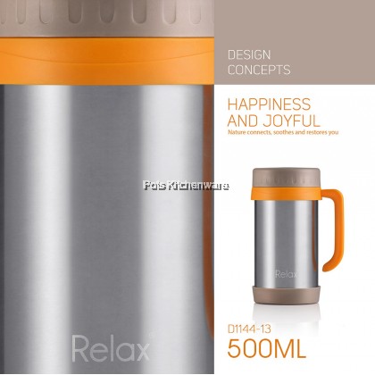Relax 500ml Keep Warm Stainless Steel 18.8/SUS304 Thermal Office Mug Thermos Cup Cawan Termos Tahan Panas 保温杯 - D1144