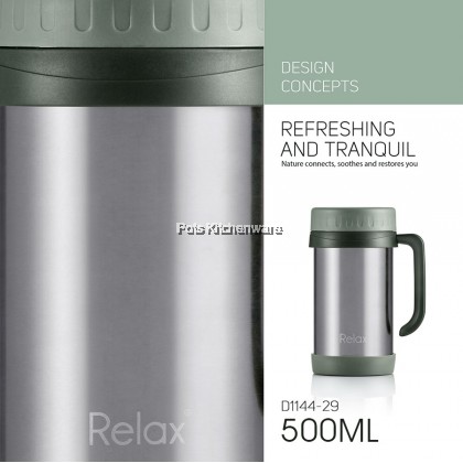 Relax 500ml Keep Warm Stainless Steel 18.8/SUS304 Thermal Office Mug Thermos Cup Cawan Termos Tahan Panas 保温杯 - D1144