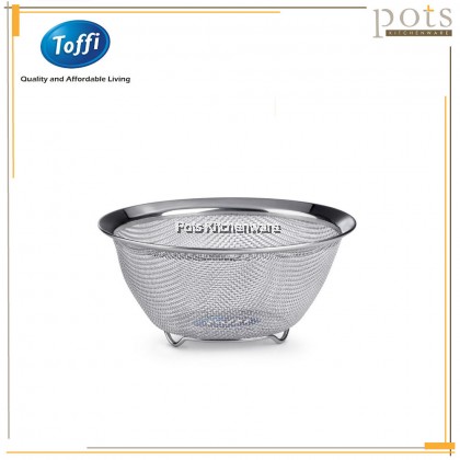 Toffi High Quality Stainless Steel Round Mesh Wide Rim Food Strainer Drainer Vegetable - K8500