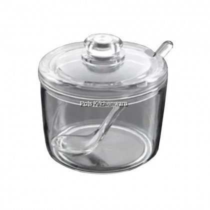 Acrylic Transparent Clear PS Condiment Sauce Pepper Chili Storage Container with Spoon Bekas Rempah 透明调味料容器 - B3522M