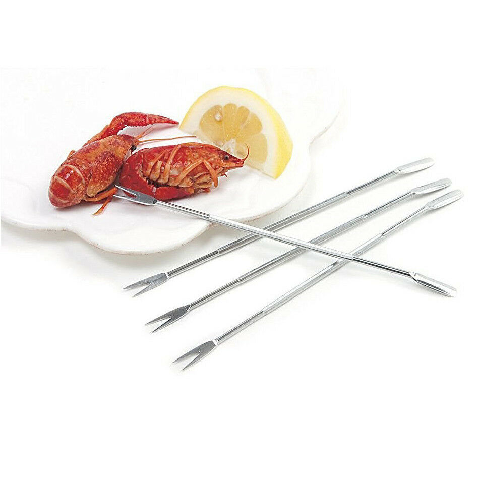 2pcs Stainless Steel Crab Fork Lobster Pick Seafood Fruit Nut Tool